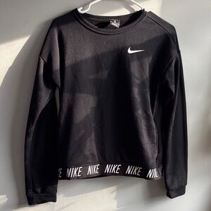 Nike Black Sweatshirt with White Swoosh and Branded Hem